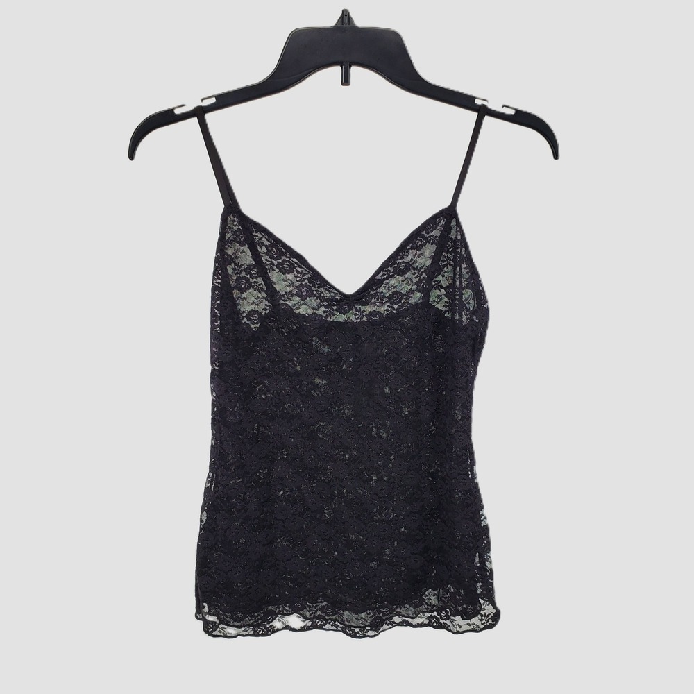 John Galt PacSun One Size Black Floral Lace Cami Top Adjustable Straps Stretch